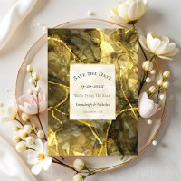 Gold Black Topaz Gemstone Save the Date