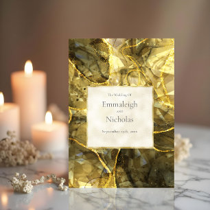 Gold Black Topaz Gemstone Wedding Programs Tri-Fold Programme