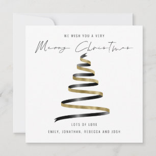 Gold Black Tree 2026 Calendar Merry Christmas Card