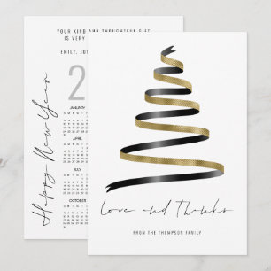 Gold Black Tree 2027 Calendar Love Thanks  Card