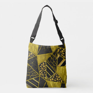 Gold Black Triangle Texture Illusion Crossbody Bag