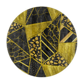 Gold Black Triangle Texture Illusion Cutting Board