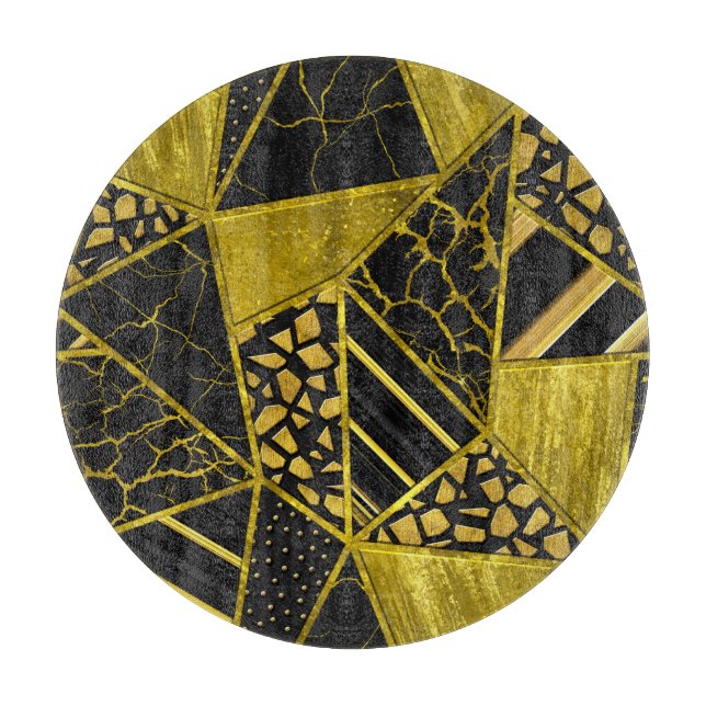 Gold Black Triangle Texture Illusion Cutting Board (Front)
