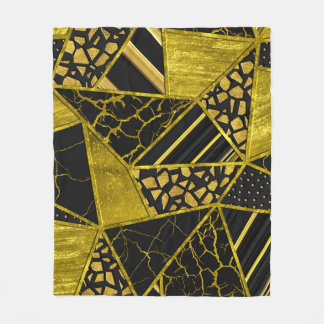 Gold Black Triangle Texture Illusion Fleece Blanket