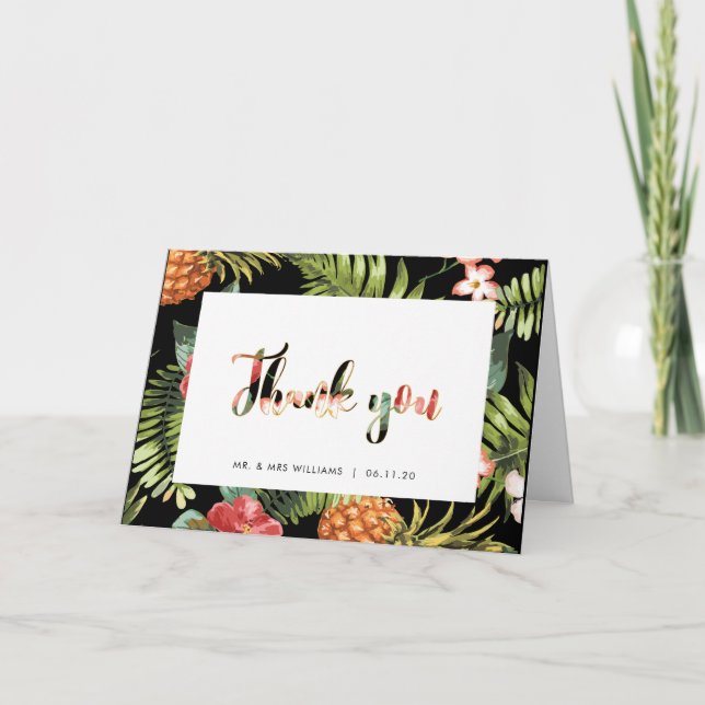 Gold & Black  | Tropical Wedding Thank you card (Front)