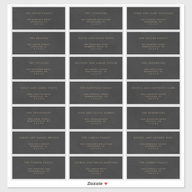 Gold & Black Velvet Imitation Guest Address Labels (Sheet)