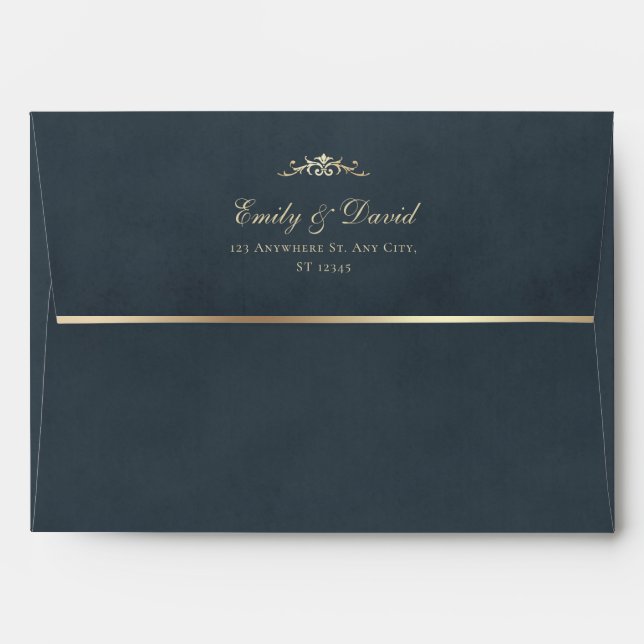 Gold & Black Velvet Texture Wedding Envelope (Back (Top Flap))