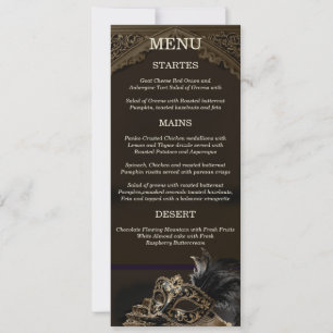 Gold Black Venetian Gothic Masquerade Elegant Menu Invitation