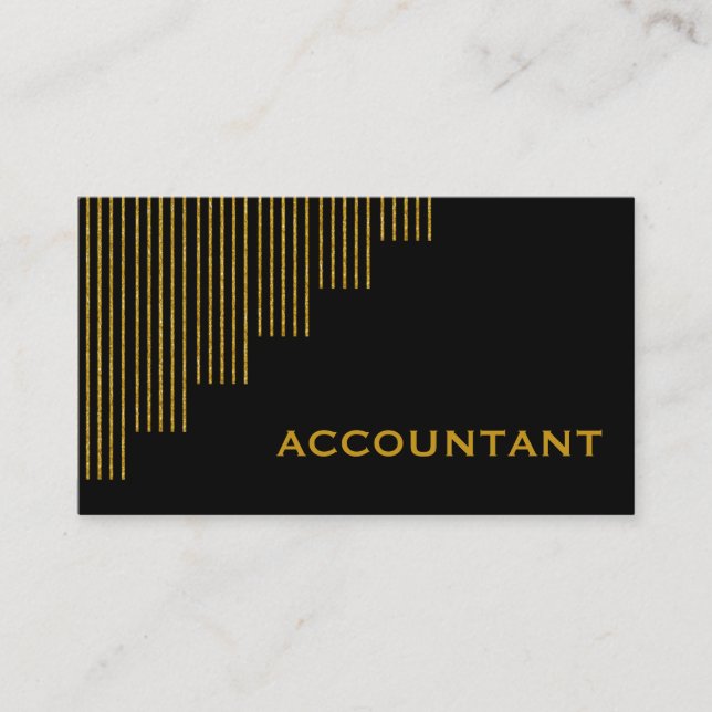 Gold, black vertical stripes accountant business card (Front)
