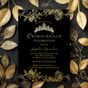 Gold Black Vintage Elegant Quinceanera 