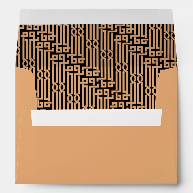 Gold Black Vintage Modern Art Deco Wedding Envelopes (Back (Bottom))