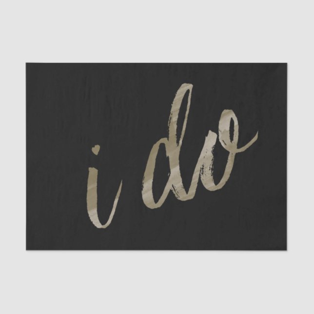 Gold Black Watercolor I Do Tissue Paper (Front)