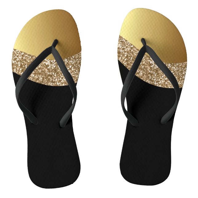 GOLD BLACK WAVE FLIP FLOPS (Footbed)