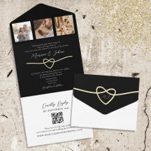 Gold Black Wedding All-in-One QR Invitation