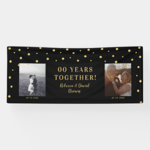 Gold & Black   Wedding Anniversary Party Banner