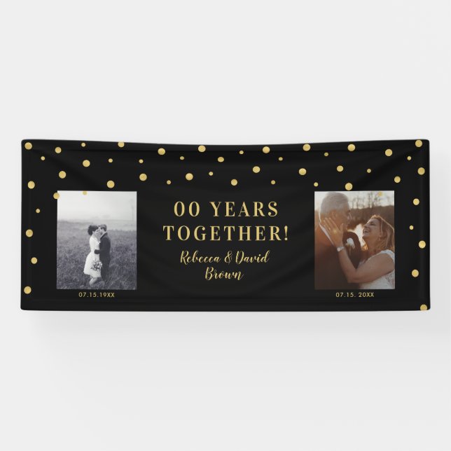 Gold & Black | Wedding Anniversary Party Banner (Horizontal)