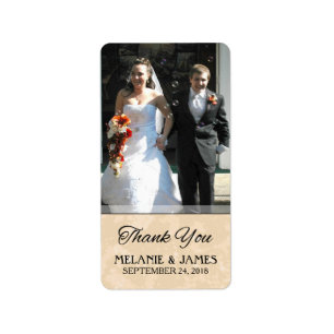 Gold & Black Wedding Custom Photo Thank You Label