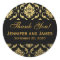 Gold Black Wedding Damask Thank You Label