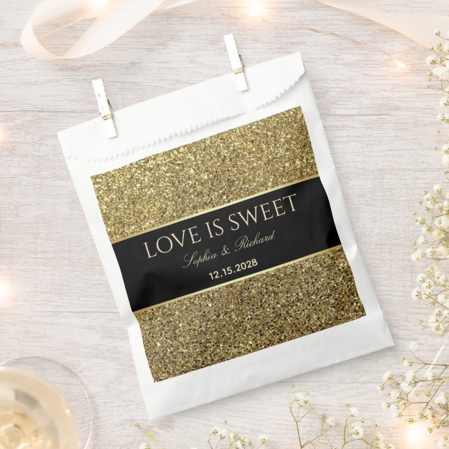 Gold Black Wedding Favour Bag (Clipped)