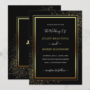 Gold Black Wedding Invitation Card Luxury Framed