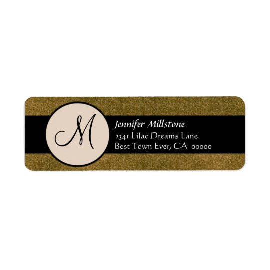 GOLD & BLACK Wedding Monogram Address Label