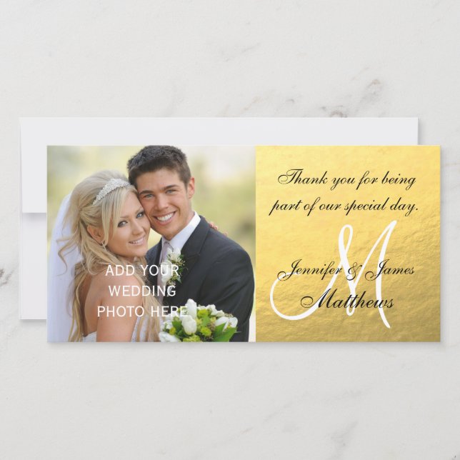 Gold Black Wedding Thank You Message (Front)