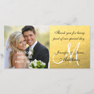 Gold Black Wedding Thank You Message Card