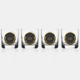 Gold & Black  Whiskey Glass