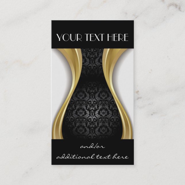Gold, Black & White Business Card (Front)