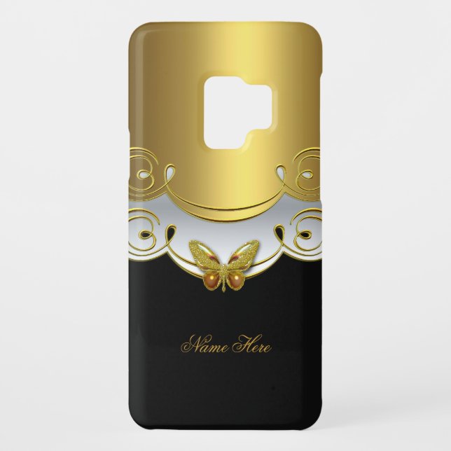 Gold Black White Butterfly Case-Mate Samsung Galaxy Case (Back)