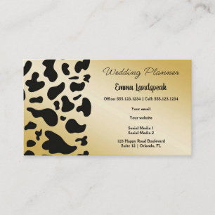 Gold Black & White Cow Spots Business Card