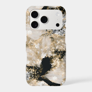 Gold Black White Floral Abstract