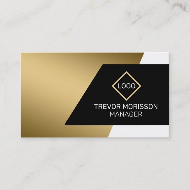 Gold Black White Geometric Business Card (Front)