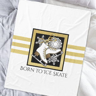 Gold Black White Ice Skating / Figure Skating Fleece Blanket