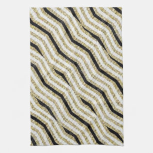 Gold Black White Kitchen Hand Towel