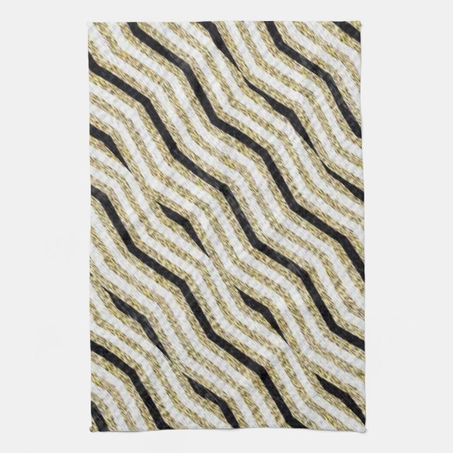Gold Black White Kitchen Hand Towel (Vertical)