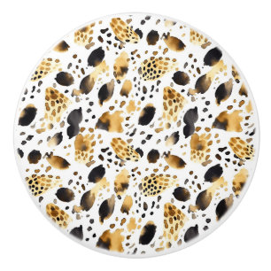 Gold Black White Leopard Print Ceramic Knob