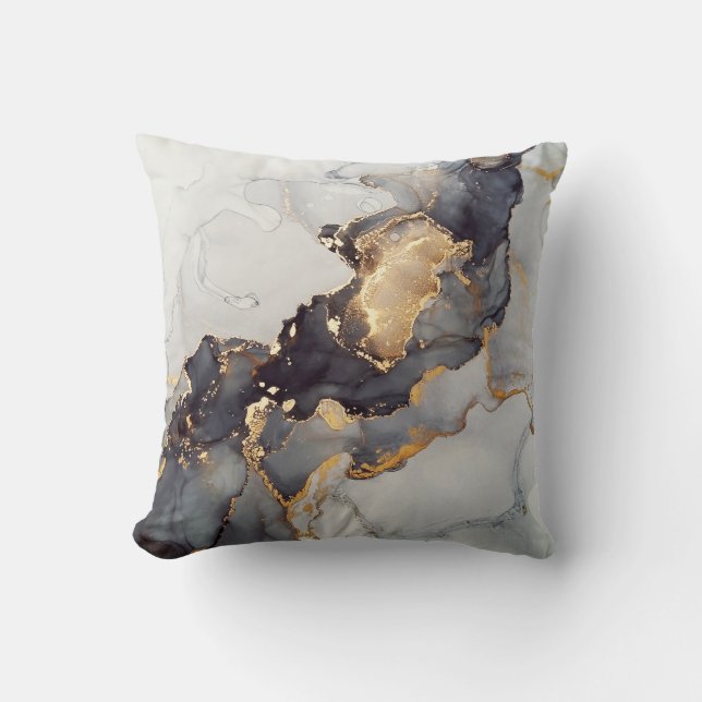 Gold Black White Marble Pretty Cushion (Front)