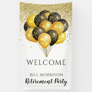Gold Black White Retirement Party Foam Board Banner