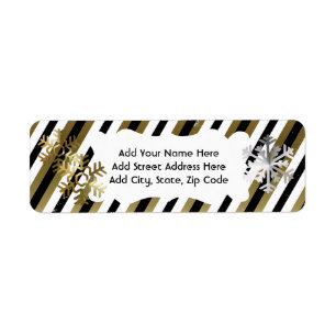 Gold, Black, White Stripe Return Address Label
