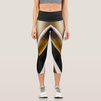 Gold Black White Wave Women's Leggings