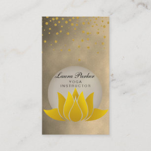 Gold Black Yoga Instructor Lotus Flower Holistic B Business Card