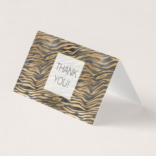 Gold Black Zebra Print Glitter Thank you (Front)