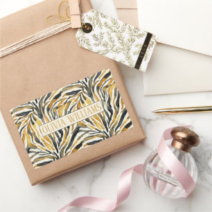 Gold Black Zebra Print Pattern Rectangular Sticker