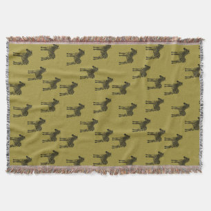 Gold Black Zebras Throw Blanket