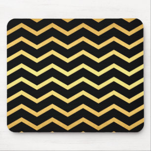 Gold & Black Zig Zag Pattern Mouse Mat
