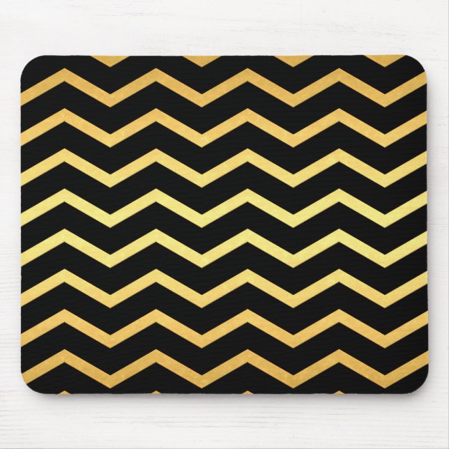 Gold & Black Zig Zag Pattern Mouse Mat (Front)