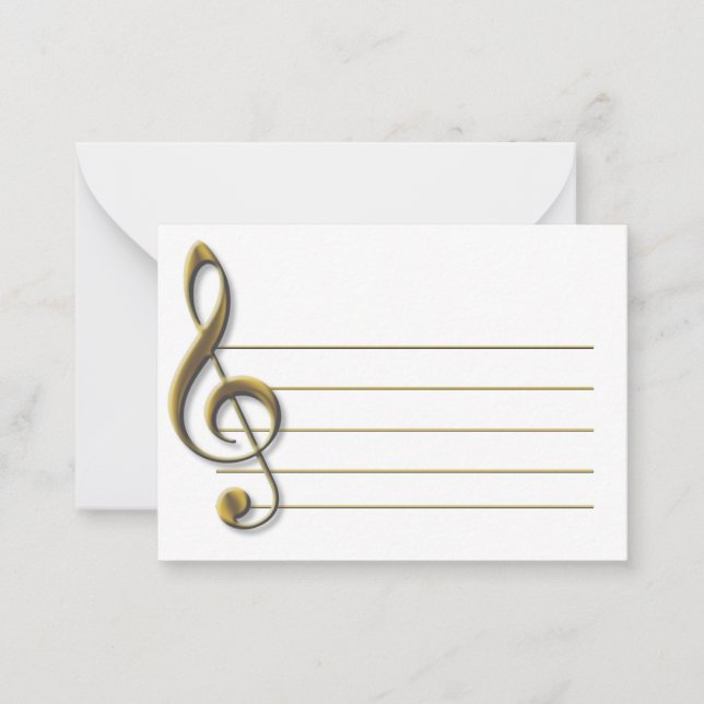 Gold Blank Music Staff Treble Clef Musical Card (Front)