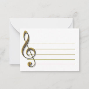 Gold Blank Music Staff Treble Clef Musical Card