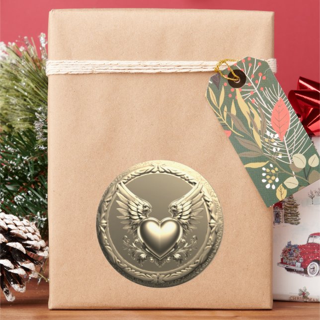 Gold Blank Template Faux Textured Foil  Classic Round Sticker (Holiday)